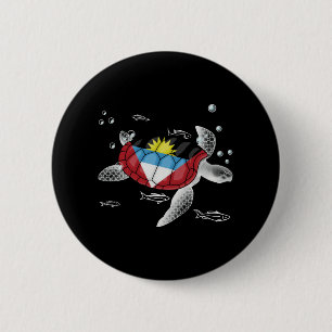 Antigua en Barbuda schildpad Ronde Button 5,7 Cm
