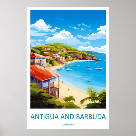 Antigua en Barbuda Vintage Reisposter Ski Poster (Voorkant)