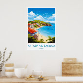 Antigua en Barbuda Vintage Reisposter Ski Poster (Keuken)