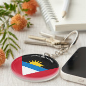 Antigua en Barbuda Vlag Charmant Patriottisch Sleutelhanger (Voorkant Rechts)