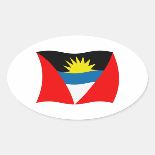 Antigua en Barbuda Vlagsticker Ovale Sticker (Voorkant)