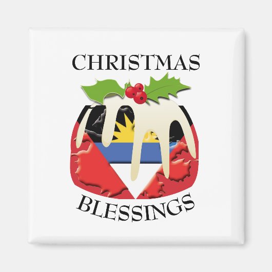 ANTIGUA FLAG kerstpudding Magneet (Voorkant)