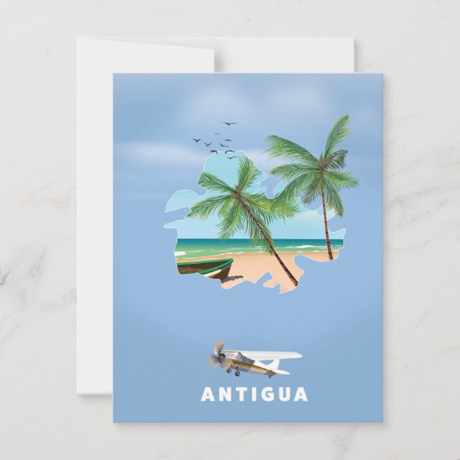 Antigua geïllustreerde kaart reisposter (Voorkant)