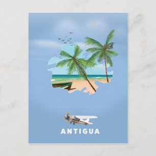 Antigua geïllustreerde kaart reisposter