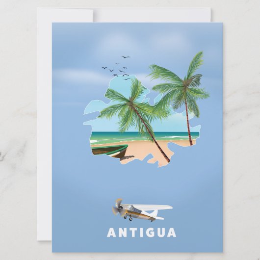Antigua geïllustreerde kaart reisposter (Voorkant)