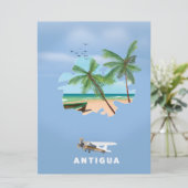Antigua geïllustreerde kaart reisposter (Staand voorkant)