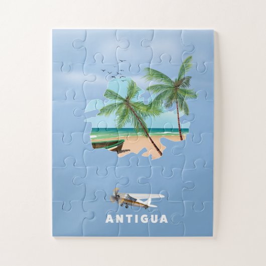 Antigua geïllustreerde kaart reisposter legpuzzel (Verticaal)