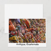 Antigua, Guatemala Maya Wooden Maskers Briefkaart (Voorkant / Achterkant)