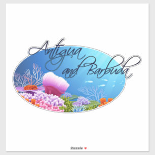 Antigua & het overdrukplaatje van Barbuda Sticker