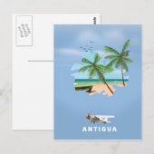 Antigua Illustrated kaart reisposter (Voorkant / Achterkant)