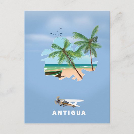 Antigua Illustrated kaart reisposter (Voorkant)