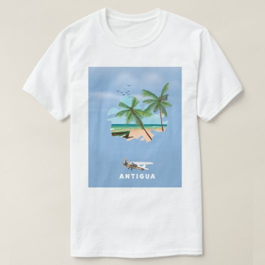 Antigua Illustrated kaart reisposter T-shirt (Design voorkant)