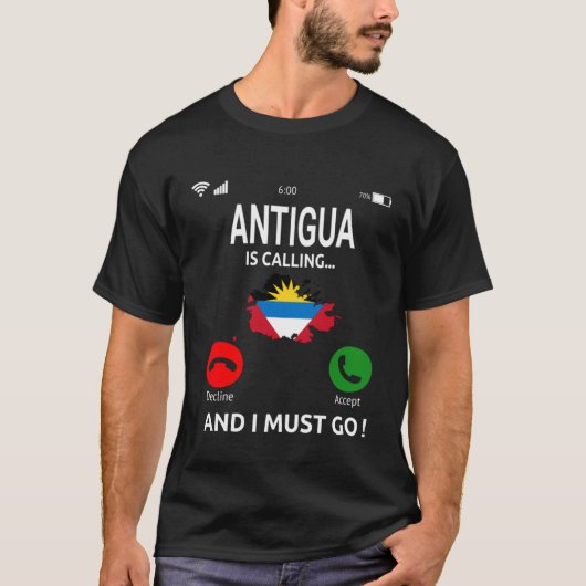 Antigua Is Calling Caribbean Vacation Antigua Isla T-shirt (Voorkant)