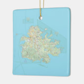 Antigua Island Kaart Kerstmis Keramisch Ornament (Links)