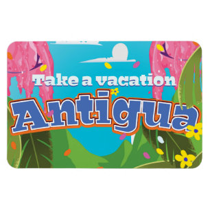 Antigua Island, vintage reiskunst in het poster. Magneet