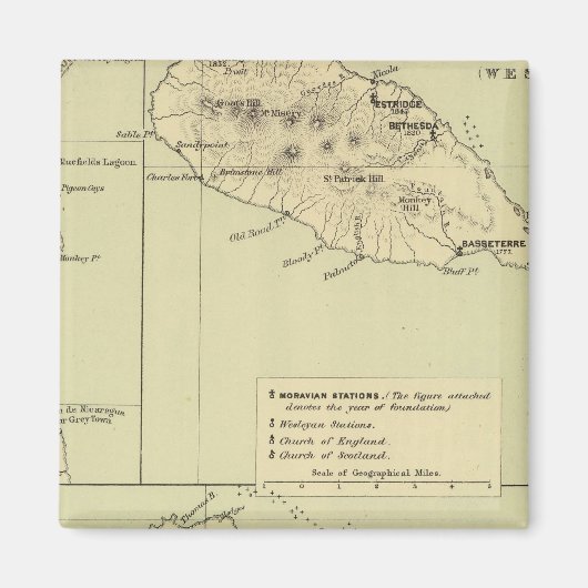 Antigua Lithograded Map Magneet (Voorkant)