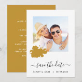 Antigua Map Band Wedding Save the Date Kaart (Voorkant / Achterkant)