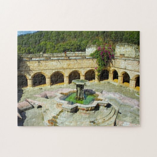 Antigua Merced kloosterkaterfontain. Legpuzzel (Horizontaal)