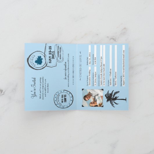 Antigua Passport Uitnodiging voor het Huwelijk (Binnen)