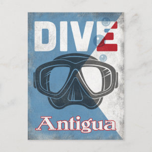 Antigua  scuba duikmasker briefkaart