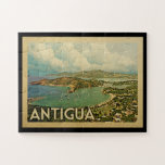 Antigua Vintage Travel Legpuzzel<br><div class="desc">Antigua-ontwerp in Vintage Travel-stijl met een tropische eilandscène met oceaan en blauwe lucht.</div>