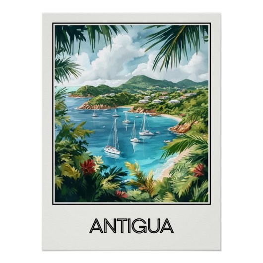 Antigua-vintonijn, tropische baai perfect poster (Voorkant)