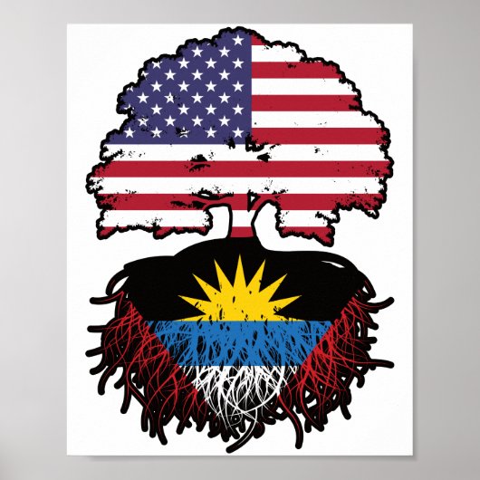 Antiguan American USA Tree Roots Flag Poster (Voorkant)