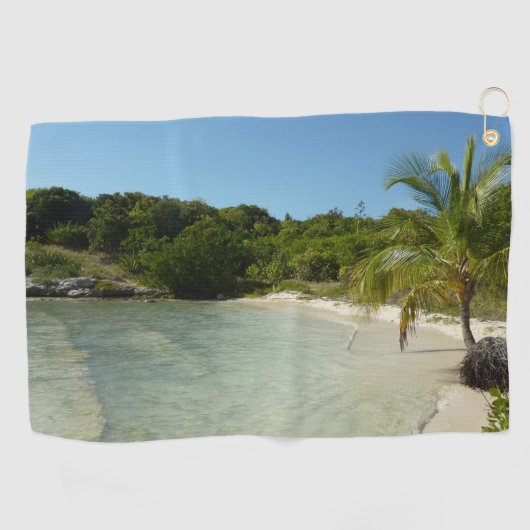 Antiguan Beach Mooi tropisch landschap Golfhanddoek (Horizontaal)