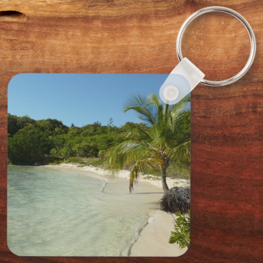 Antiguan Beach Mooi tropisch landschap Sleutelhanger (Achterkant)