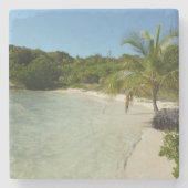 Antiguan Beach Mooi tropisch landschap Stenen Onderzetter (Voorkant)