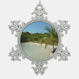 Antiguan Beach Mooi tropisch landschap Tin Sneeuwvlok Ornament