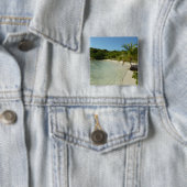 Antiguan Beach Mooi tropisch landschap Vierkante Button 5,1 Cm (In situ)