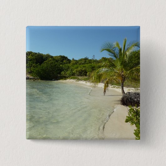 Antiguan Beach Mooi tropisch landschap Vierkante Button 5,1 Cm (Voorkant)