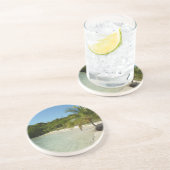 Antiguan Beach Mooi tropisch landschap Zandsteen Onderzetter (Zijkant)