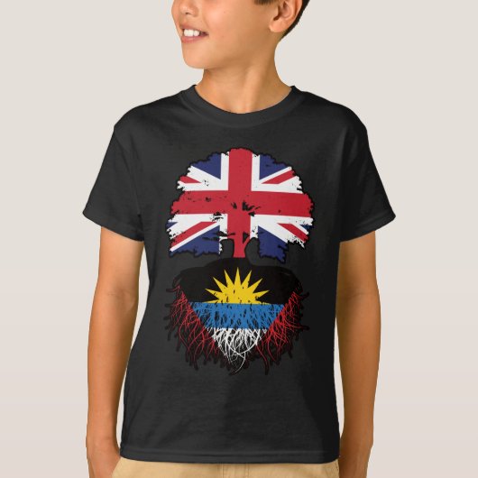 Antiguan British UK Tree Roots Flag T-shirt (Voorkant)