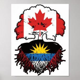 Antiguan Canadian Canada Tree Roots Flag Poster