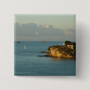 Antiguan Coast Beauful Island Seascape Vierkante Button 5,1 Cm