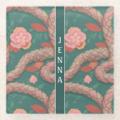 Antiguan Racer Slang Pastel Kleurrijk Patroon Glazen Onderzetter (Voorkant)