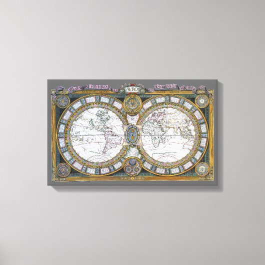 Antiieke Oude Wereldkaart door Claude Auguste Bere Canvas Afdruk (Voorkant)