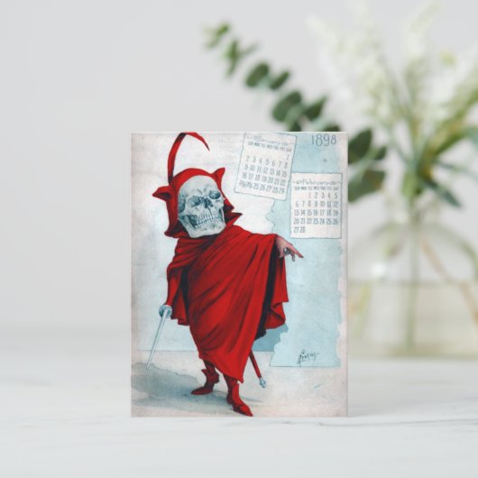 Antikamnia Calendar Skeleton Devil Briefkaart (Staand voorkant)