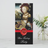 ANTIKE DRUIVENWIJNPROEVERIJ FEest WAX ZEGEL Kaart (Staand voorkant)