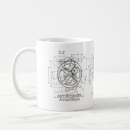 Antikythera Mechanism Drawing Coffee Mok (Links)