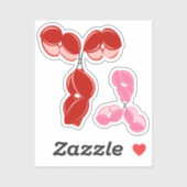 Antilichaam IgG 1 of 4, rood en roze Sticker (Vel)