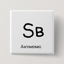 Antimonio - Sb Vierkante Button 5,1 Cm