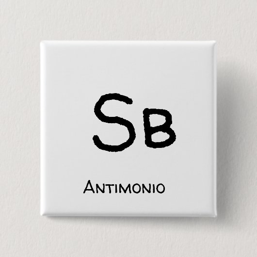 Antimonio - Sb Vierkante Button 5,1 Cm (Voorkant)