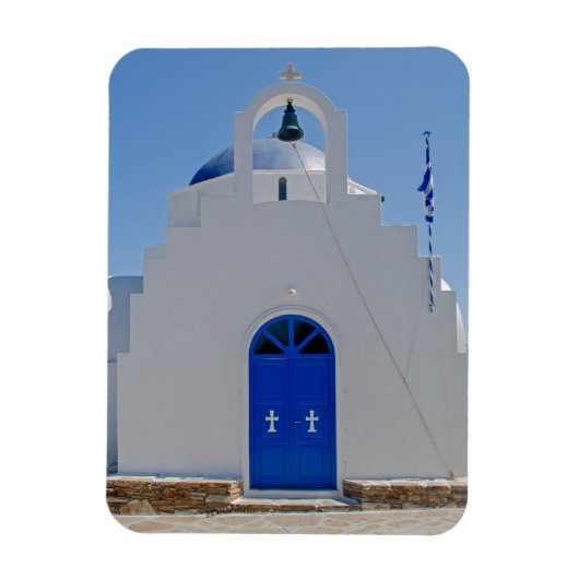 Antiparos Blauwe en Witte Kapel Magneet (Verticaal)