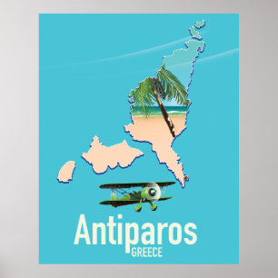 Antiparos Griekenland reis kaart Poster