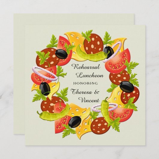Antipasto Wreath Luncheon Invitation Kaart (Voorkant / Achterkant)