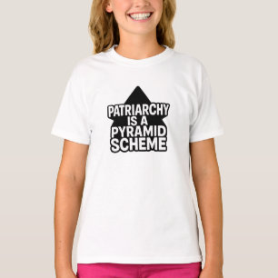 Antipatriarchale piramidespel in zwart-wit t-shirt