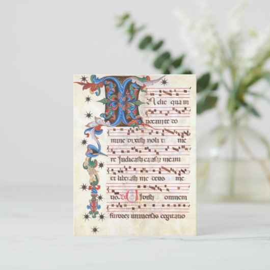Antiphon Gregoriant Chant Medieval Manuscript Briefkaart (Staand voorkant)